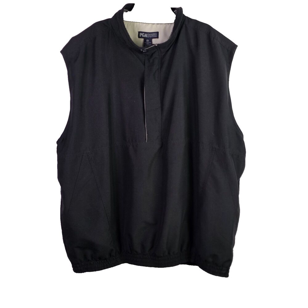 PGA Tour Men's XXL Black Sleeveless Windbreaker Vest